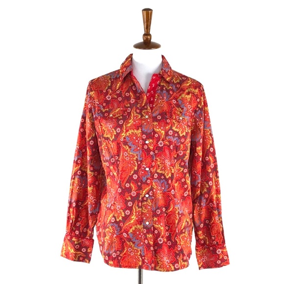 Pendleton Red Print Button Down Shirt, Medium - Picture 1 of 7